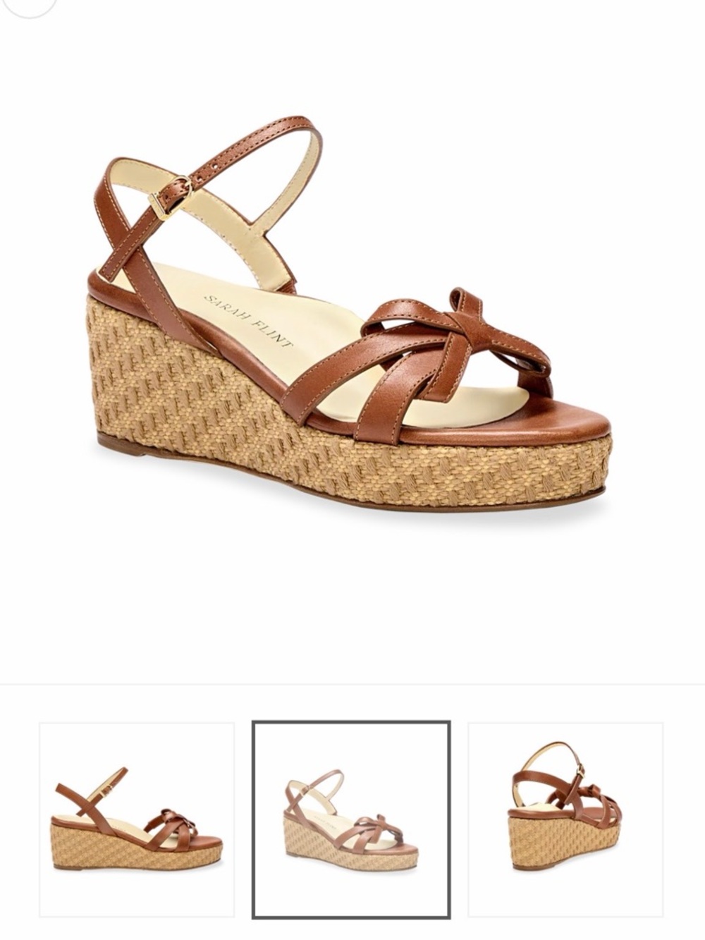 SARAH FLINT Perfect Mirjana Wedge 50 IT 41.5 / US 10.5 Saddle Vachetta Leather